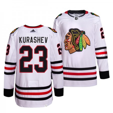 Män Ishockey Chicago Blackhawks tröja Philipp Kurashev 23 Adidas Vit Authentic